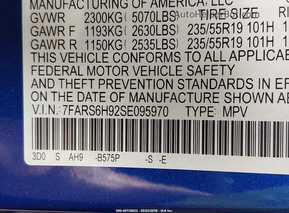7FARS6H92SE095970 2025 HONDA CR-V Blue ძრავის განყოფილების ხედი