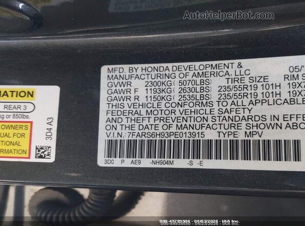 7FARS6H93PE013915 2023 HONDA CR-V Gray Engine compartment view