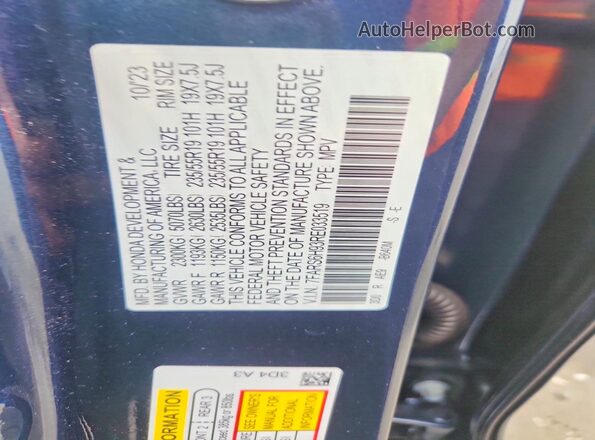 7FARS6H93RE033519 2024 HONDA CR-V Blue VIN կոդի պիտակի տեսք