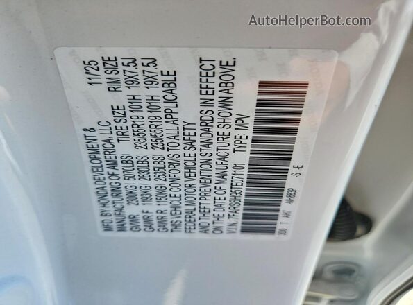 7FARS6H95TE071101 2026 HONDA CR-V White Vista de la etiqueta del VIN