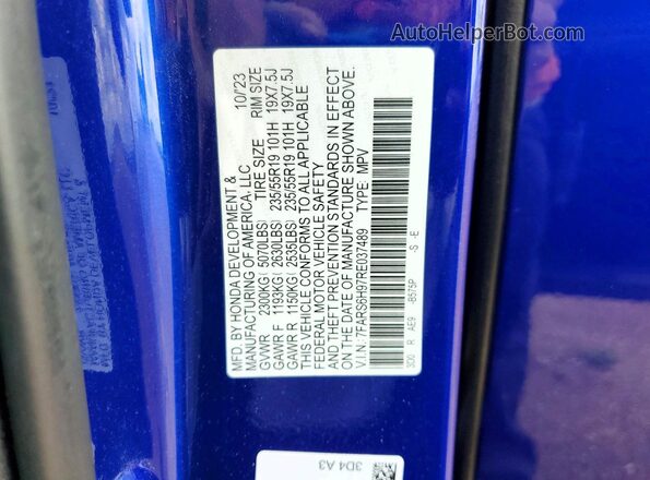 7FARS6H97RE037489 2024 HONDA CR-V Синий Вид подкапотного пространства