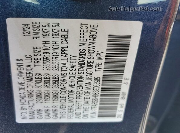 7FARS6H98SE065985 2025 HONDA CR-V Синий Вид наклейки с VIN-кодом