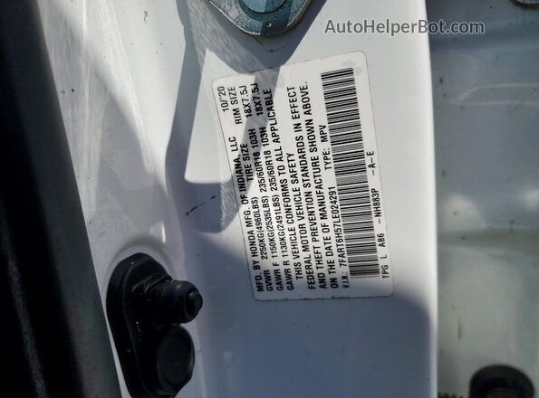 7FART6H57LE024291 2020 HONDA CR-V White Панорамний вид салону 360°