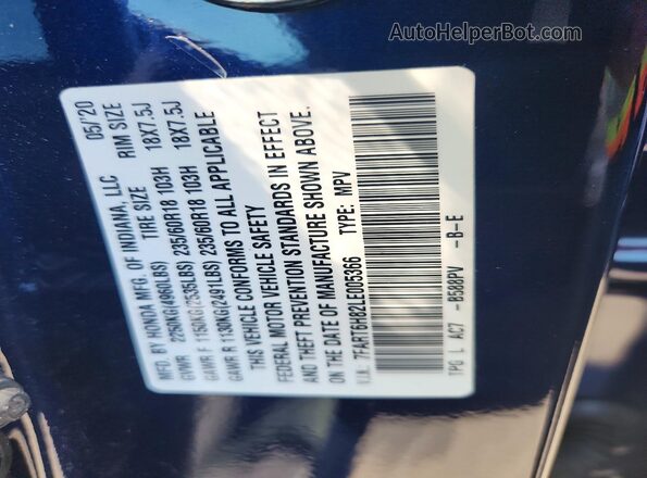 7FART6H82LE005366 2020 HONDA CR-V Blue Widok komory silnika