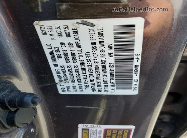 7FART6H82ME011928 2021 HONDA CR-V Gray VIN sticker view