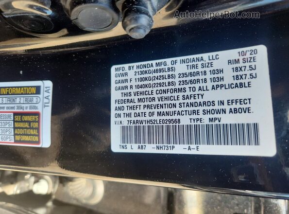 7FARW1H52LE029568 2020 HONDA CR-V Black Widok naklejki z numerem VIN
