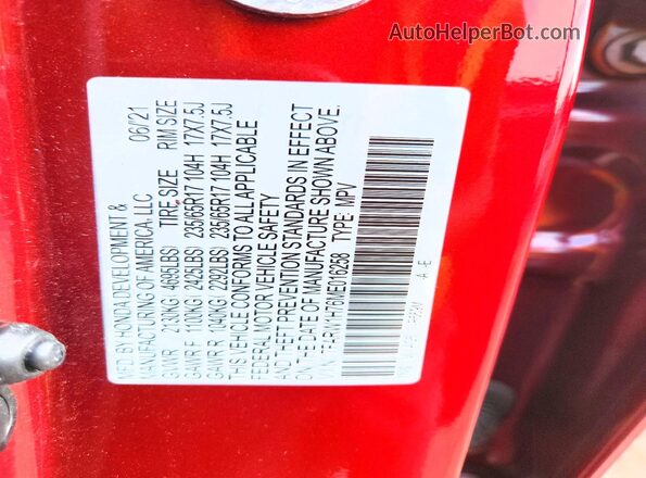 7FARW1H76ME016258 2021 HONDA CR-V Burgundy Вид підкапотного простору