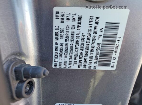7FARW1H80JE015403 2018 HONDA CR-V Silver VIN sticker view