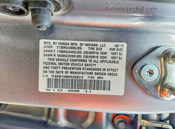7FARW1H86HE028313 2017 HONDA CR-V Серебряный Вид наклейки с VIN-кодом
