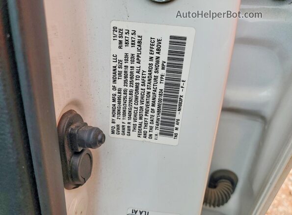 7FARW1H86ME001834 2021 HONDA CR-V Белый Вид наклейки с VIN-кодом