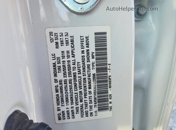 7FARW1H9XME002896 2021 HONDA CR-V Белый Вид наклейки с VIN-кодом
