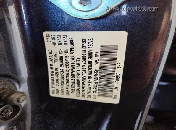 7FARW2H51JE076478 2018 HONDA CR-V Charcoal VIN sticker view