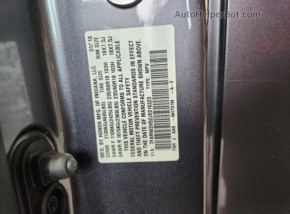 7FARW2H52JE016323 2018 HONDA CR-V Gray Vista del compartimento del motor