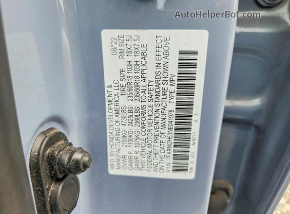 7FARW2H53NE041978 2022 HONDA CR-V Blue Vista del compartimento del motor