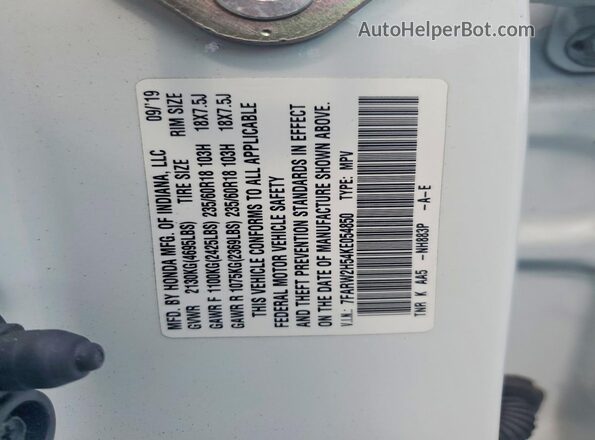 7FARW2H54KE054850 2019 HONDA CR-V White Widok naklejki z numerem VIN