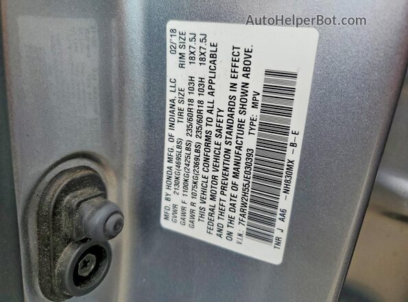 7FARW2H55JE030393 2018 HONDA CR-V Серебряный Вид наклейки с VIN-кодом