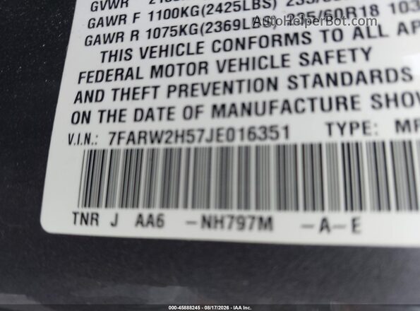 7FARW2H57JE016351 2018 HONDA CR-V Gray Widok komory silnika
