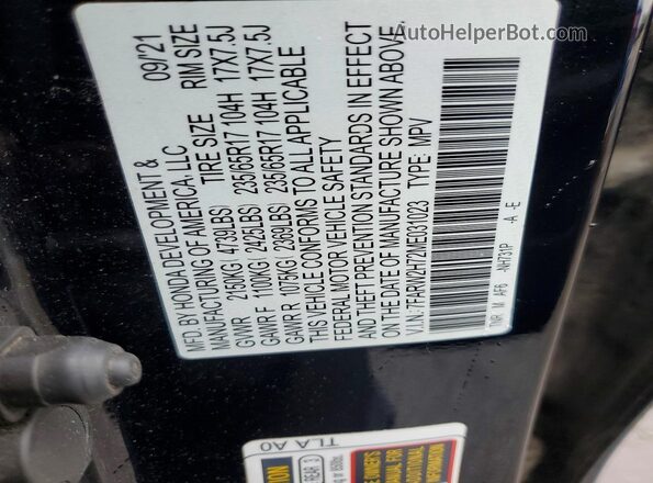 7FARW2H72ME031023 2021 HONDA CR-V Black Widok naklejki z numerem VIN