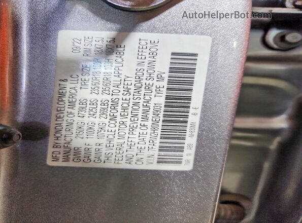 7FARW2H80NE049031 2022 HONDA CR-V Silver VIN კოდის სტიკერის ხედი