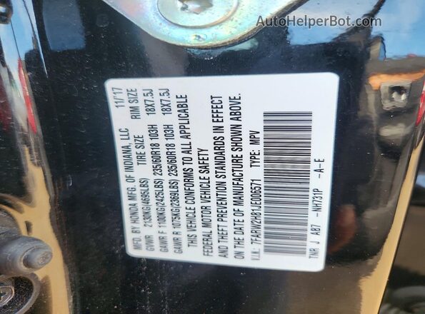 7FARW2H81JE006571 2018 HONDA CR-V Black Вид підкапотного простору