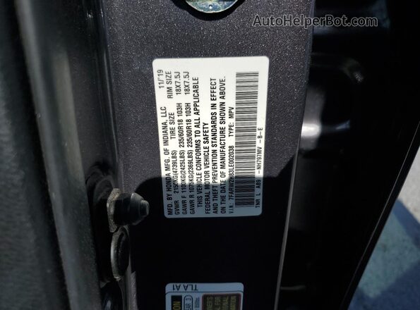 7FARW2H83LE002038 2020 HONDA CR-V Gray Widok wnętrza 360 stopni