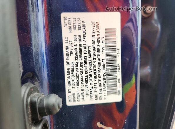 7FARW2H85JE080107 2018 HONDA CR-V Blue VIN sticker view