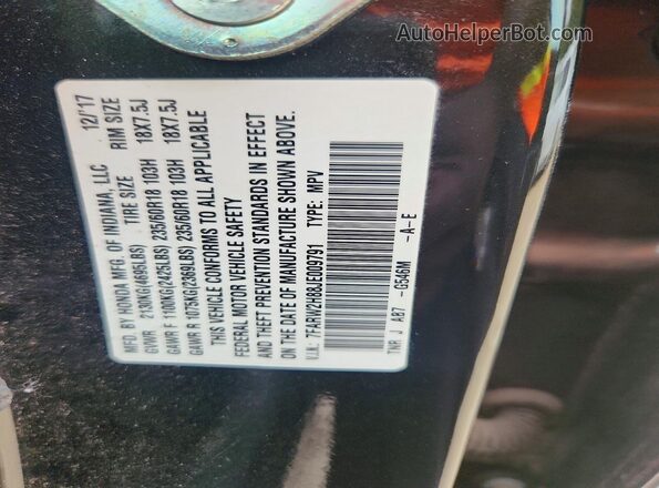 7FARW2H88JE009791 2018 HONDA CR-V Black VIN կոդի պիտակի տեսք