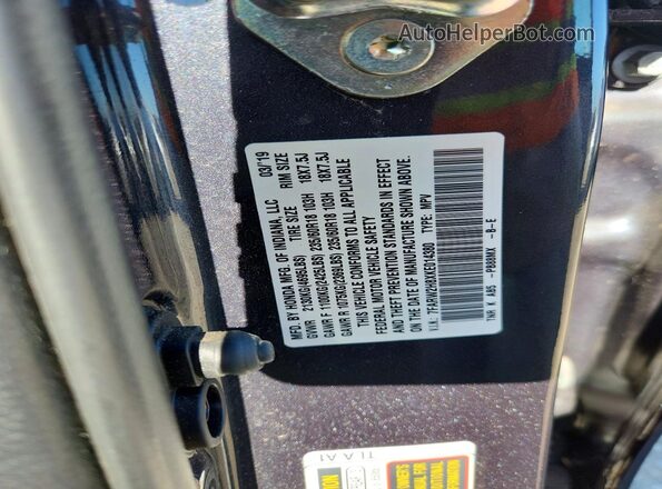 7FARW2H8XKE014380 2019 HONDA CR-V Gray VIN sticker view