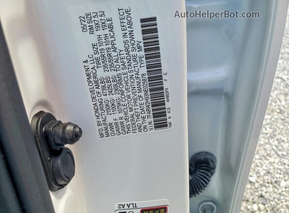 7FARW2H93NE025878 2022 HONDA CR-V White Vista de la etiqueta del VIN