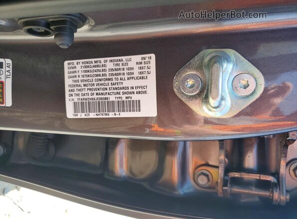 7FARW2H9XJE093881 2018 HONDA CR-V Gray სალონის 360-გრადუსიანი ხედი