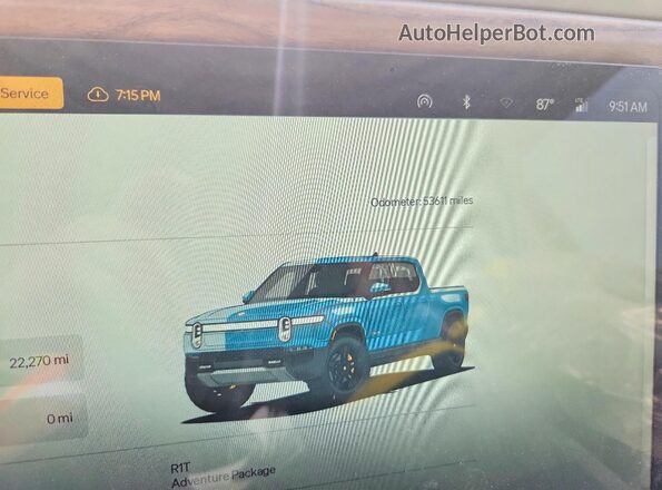 7FCTGAAA8NN011189 2022 RIVIAN R1T Blue ხელსაწყოთა პანელის ხედი