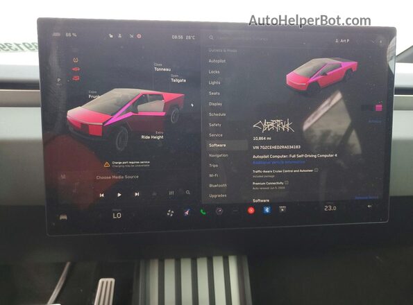 7G2CEHED2RA034183 2024 TESLA CYBERTRUCK Pink Սարքավորումների վահանակի տեսք