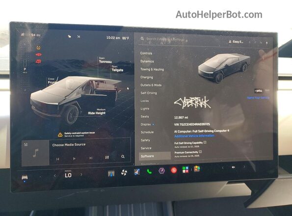 7G2CEHED4RA039725 2024 TESLA CYBERTRUCK Black Widok zestawu wskaźników