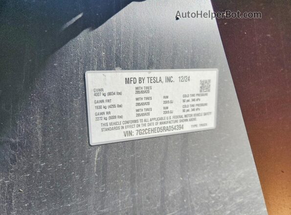 7G2CEHED5RA054394 2024 TESLA CYBERTRUCK Brown Widok komory silnika
