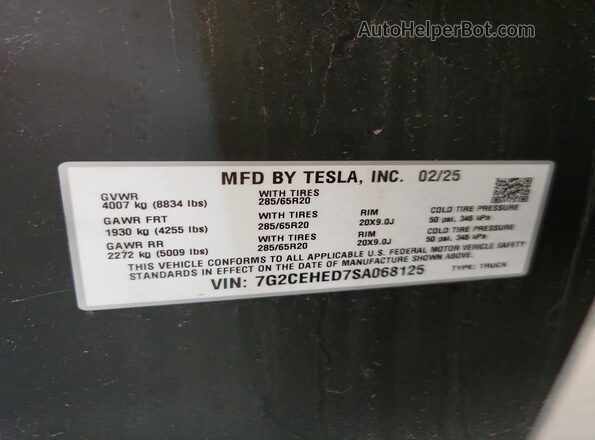 7G2CEHED7SA068125 2025 TESLA CYBERTRUCK Серебряный Вид подкапотного пространства