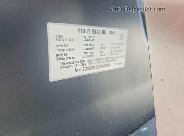 7G2CEHED8RA006954 2024 TESLA CYBERTRUCK Pink Engine compartment view
