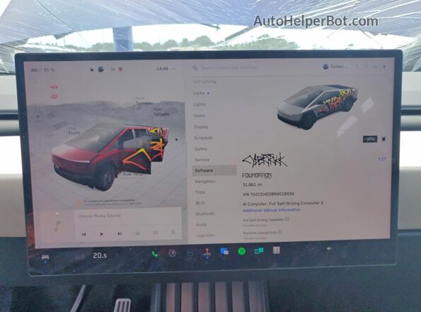 7G2CEHED8RA016934 2024 TESLA CYBERTRUCK Blue Սարքավորումների վահանակի տեսք