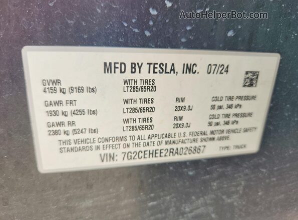 7G2CEHEE2RA026867 2024 TESLA CYBERTRUCK Двухцветный Вид подкапотного пространства