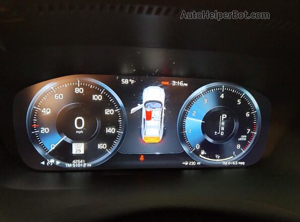 7JRA22TM0KG000598 2019 VOLVO S60 Red Instrument cluster view
