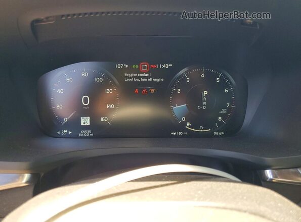 7JRA22TM0KG000620 2019 VOLVO S60 Red Vista del cuadro de instrumentos