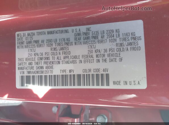 7MMVAADW0SN135170 2025 MAZDA CX-50 HYBRID Red Widok komory silnika