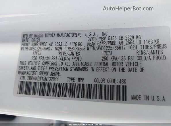 7MMVAADW1SN132844 2025 MAZDA CX-50 HYBRID White Widok komory silnika