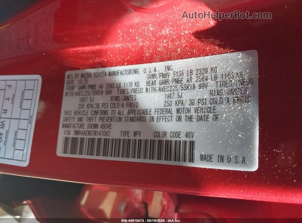7MMVAAEW8TN147082 2026 MAZDA CX-50 HYBRID Red ძრავის განყოფილების ხედი