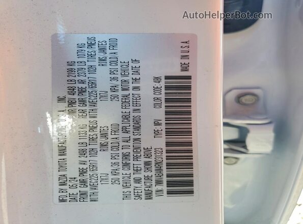 7MMVABAM4RN231323 2024 MAZDA CX-5 White VIN კოდის სტიკერის ხედი