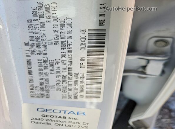 7MMVABBL2TN464744 2026 MAZDA CX-5 White Вид наклейки з VIN-кодом