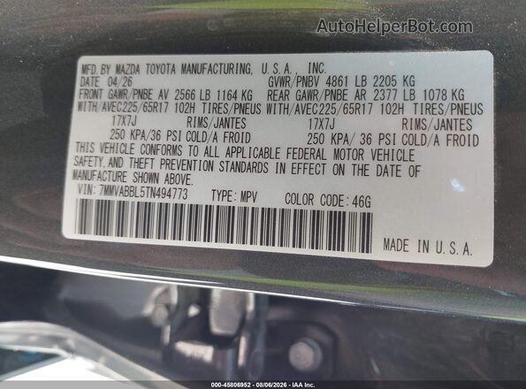 7MMVABBL5TN494773 2026 MAZDA CX-5 Gray Vista del compartimento del motor