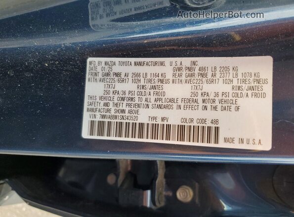 7MMVABBM1SN343520 2025 MAZDA CX-5 Blue Вид наклейки з VIN-кодом