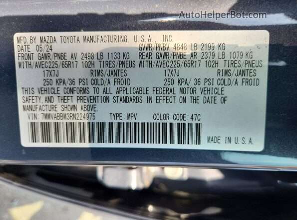 7MMVABBM3RN224975 2024 MAZDA CX-5 Gray Widok wnętrza 360 stopni