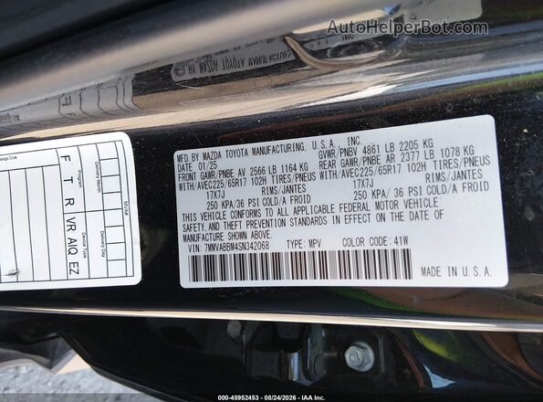 7MMVABBM4SN342068 2025 MAZDA CX-5 Black ძრავის განყოფილების ხედი