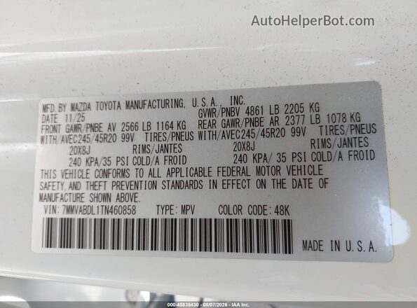 7MMVABDL1TN460858 2026 MAZDA CX-5 White Engine compartment view